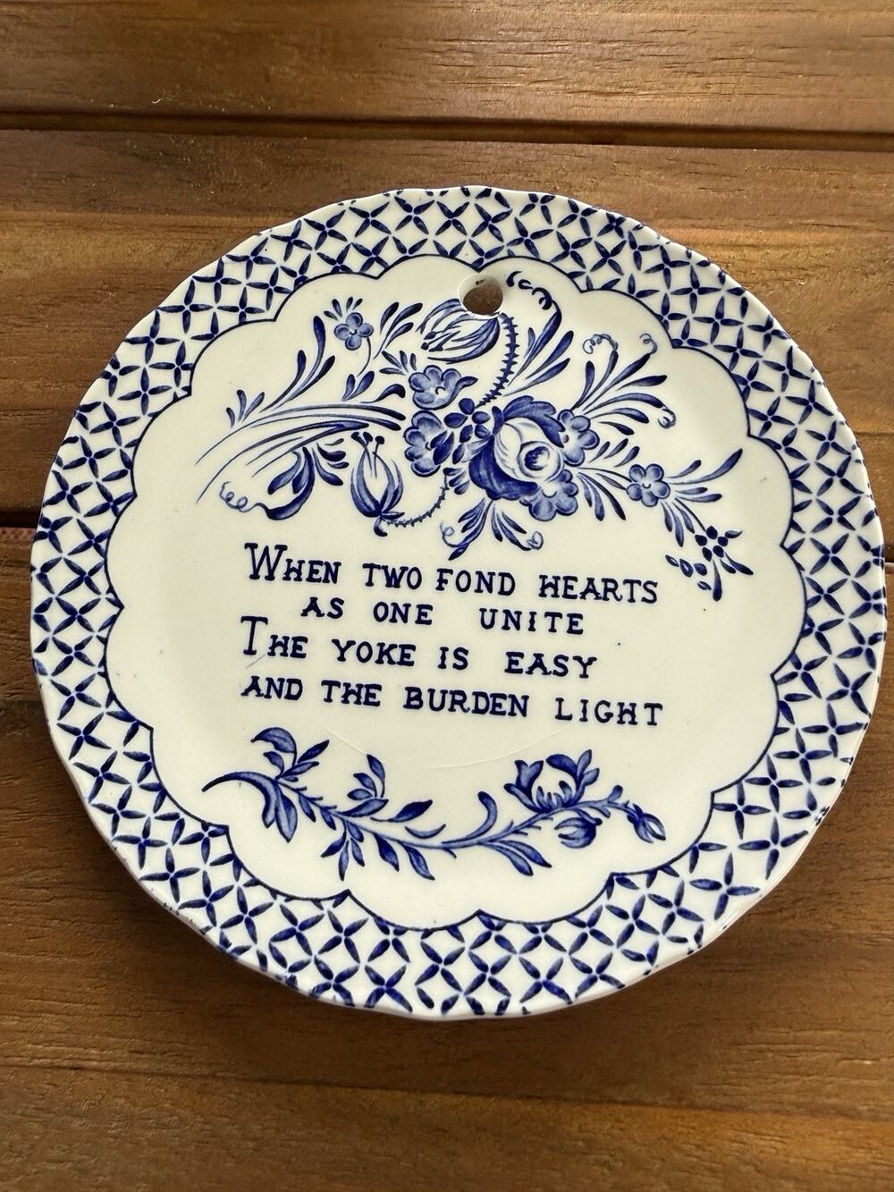 Vintage Royal Crownford Ironstone Decorative Collector Plate Two Fond Hearts 6”